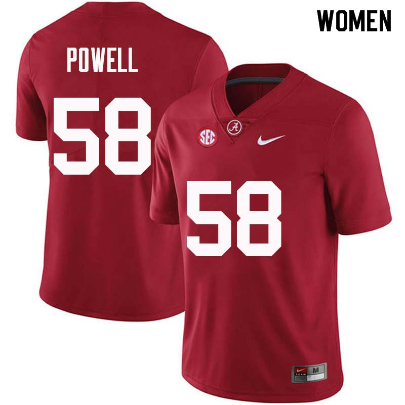 Alabama Crimson Tide Women's Daniel Powell #58 Crimson NCAA Nike Authentic Stitched College Football Jersey IR16K52QI